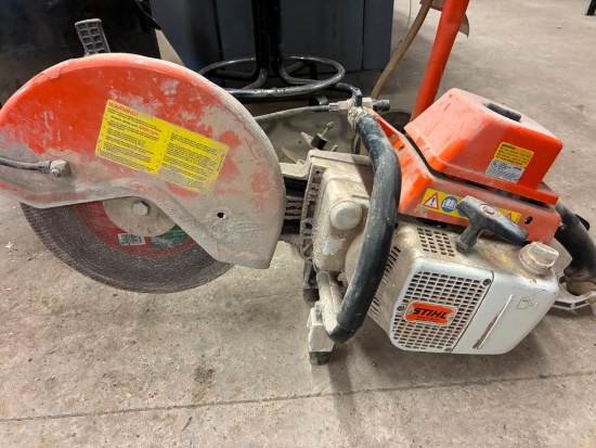 GAS POWERED CONCRETE SAW, STIHL MDL. TS510, w/ rolling Stihl cutquik cart
