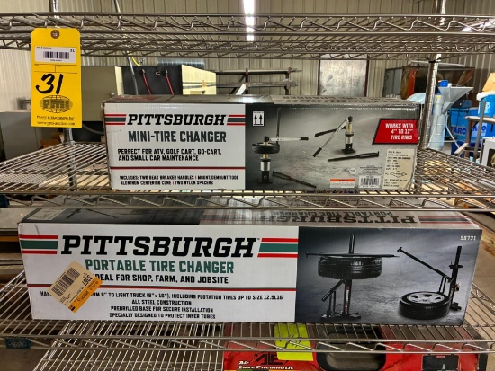 LOT OF MANUAL TIRE CHANGERS: (1) Pittsburgh Mdl. 58920, mini tire changer, 4" - 12" & (1) Pittsburgh