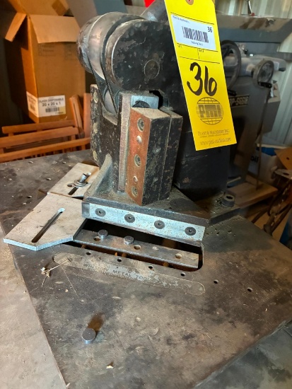 ANGLE NOTCHER, approx. 18"W. x 12" dp. table, w/ steel stand, approx. 2' x 2' x 3' ht.
