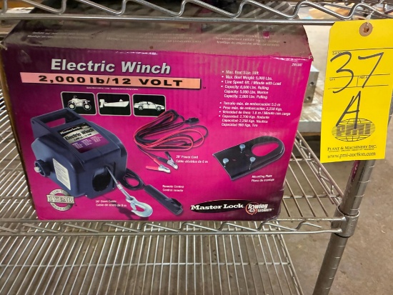 ELECTRIC WINCH, MASTER LOCK, 2,000-lb. cap., 12 V., unused