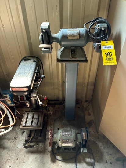 LOT OF DOUBLE ENDED GRINDERS: (1) Baldor Mdl. 623E, 6" & (1) Delta Mdl. 23680, 6", w/ (1) 10" Dayton