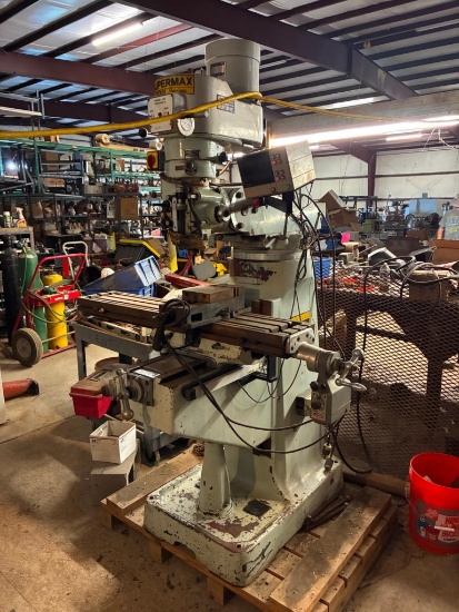 VERTICAL TURRET MILL, 9 X 49 SUPERMAX TITAN SERIES MDL. YO-L 5V6-1, 2-hp variable sp. head, pwr.