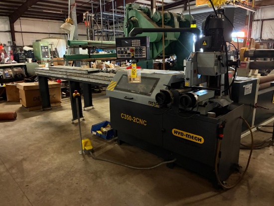 VERTICAL COLUMN CIRCULAR COLD SAW, HYD-MECH MDL. C350-2CNC, automatic, 14 max. diameter, 36-120
