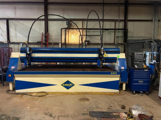 WATER JET CUTTING SYSTEM, WARD JET MDL. Z-613, 6 x 13 table, dual head on independent carriage w/