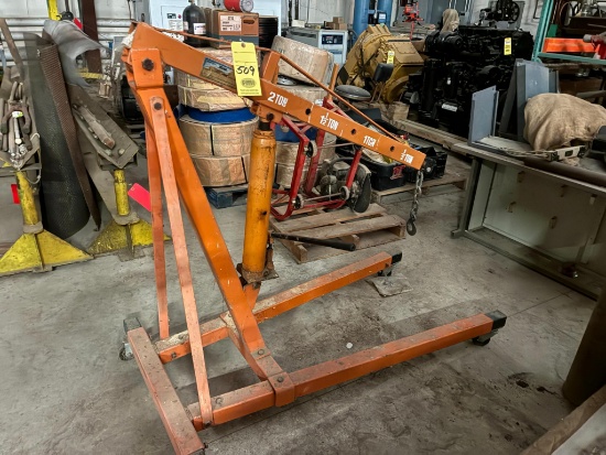 HYDRAULIC ENGINE HOIST, 2 T. cap, w/ Westward engine stand