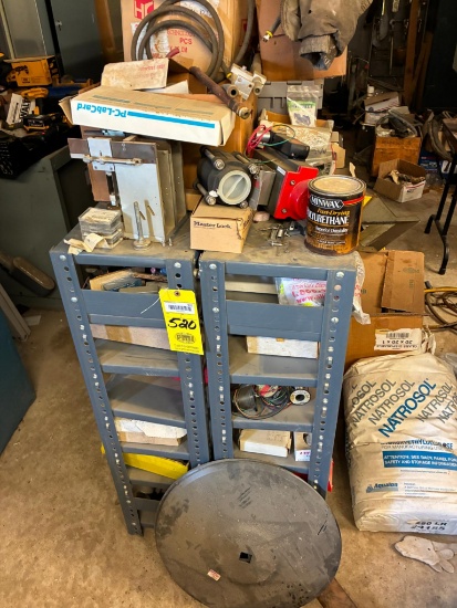 LOT OF METAL SHELVING UNITS (2), approx. 3'L. x 42" ht. x 2' dp., w/ contents c/o Thomas Products,