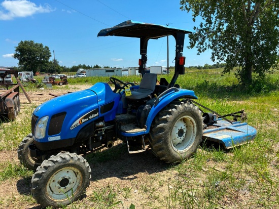 TRACTOR, NEW HOLLAND TC45DA, S/N GC01072, w/ Heritage HSS72 brush hog, HOM: 1,379