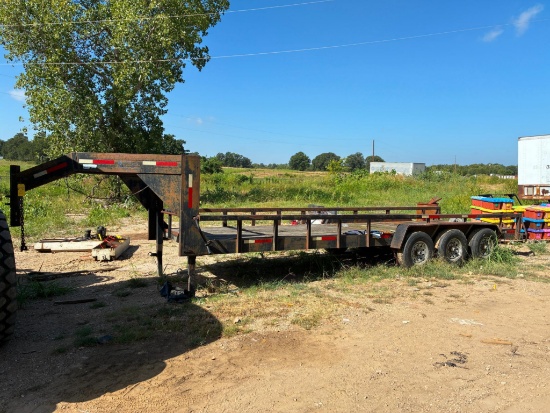 GOOSENECK UTILITY TRAILER, 24', wood deck, triple axle (Note: yard/farm use only, no title)