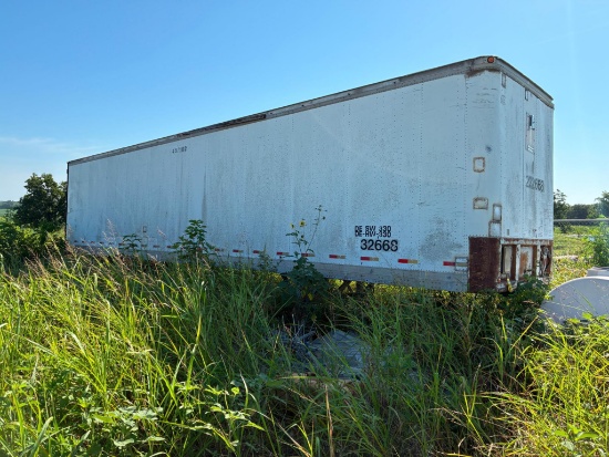 53' BOX TRAILER, w/ contents (Note: contents not included, yard use/ storage only - no title)