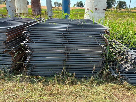 LOT OF STEEL POWDER-COATED FENCING, approx. 8'L. x 5'ht., w/ equal number of fence post, approx.