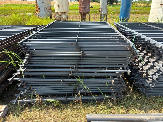LOT OF STEEL POWDER-COATED FENCING, approx. 8'L. x 5'ht., w/ equal number of fence post, approx.