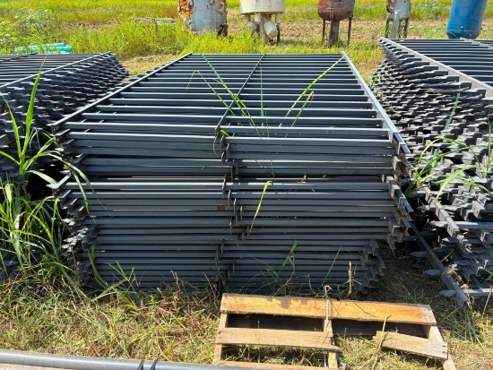 LOT OF STEEL POWDER-COATED FENCING, approx. 8'L. x 5'ht., w/ equal number of fence post, approx.