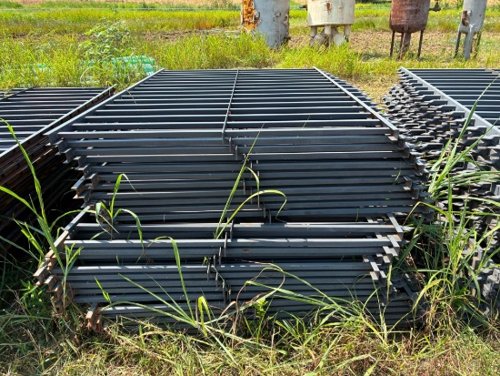 LOT OF STEEL POWDER-COATED FENCING, approx. 8'L. x 5'ht., w/ equal number of fence post, approx.