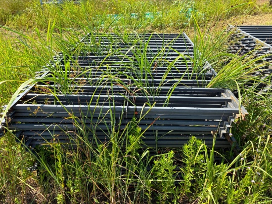 LOT OF STEEL POWDER-COATED FENCING, approx. 8'L. x 5'ht., w/ equal number of fence post, approx.