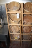 Wooden display with baskets