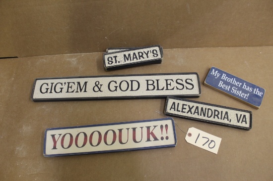 Wooden Signs box of misc signs