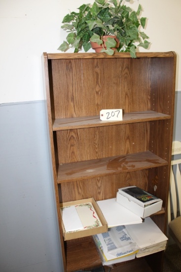 Wood shelf & contents