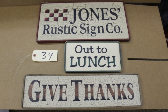 Wooden Signs 3X the bid Out to lunch