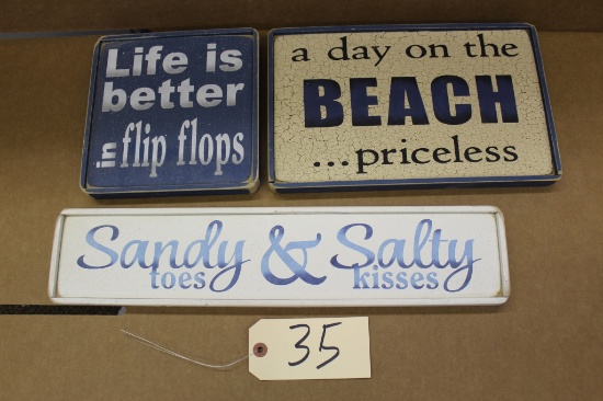 Wooden Signs 3X the bid Beach