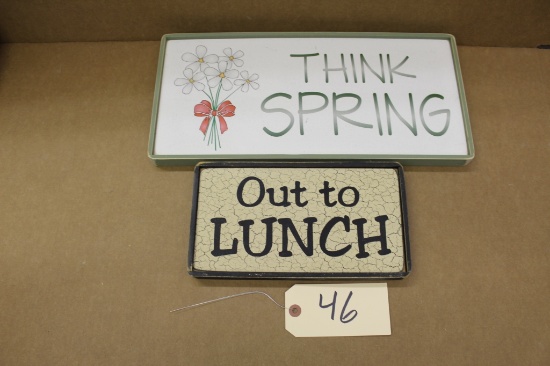 Wooden Signs 2X the bid Out to lunch