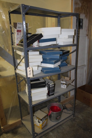 Metal Shelving Unit with contents