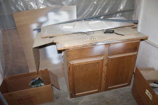 Wooden Cabinet with contents