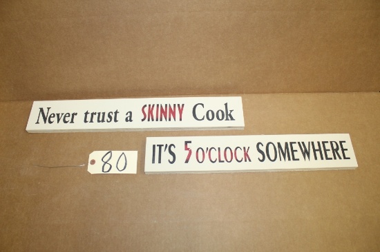 Wooden Signs 2X the bid 5oclock