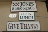 Wooden Signs 3X the bid Out to lunch