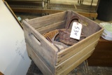Wooden Crate w/ baskets