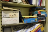 Shelf of office supplies