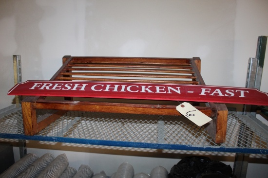 Wooden Display Rack & Sign