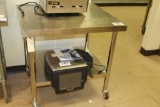 Stainless Table on castors 36 X 30 X 34