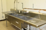 Stainless Steel 3-bay Sink 123 X 30 X 38
