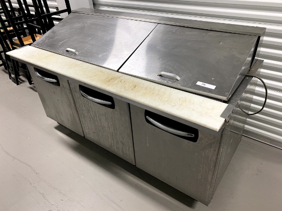Master Bilt Three Door Refrrigerated Salad / Sandwich Prep Table on Casters, Working When Removed!