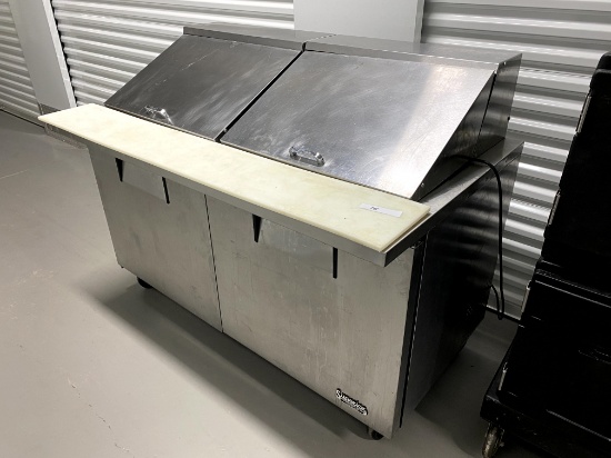 True Two Door Refrrigerated Salad / Sandwich Prep Table on Casters, Working When Removed!