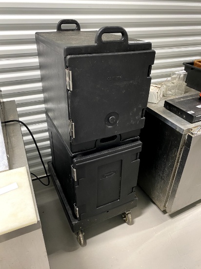Two Cambro Hot Food Transport Boxes on Dolly