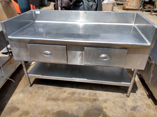 Stainless Steel Breading Work Table w/ Drawers