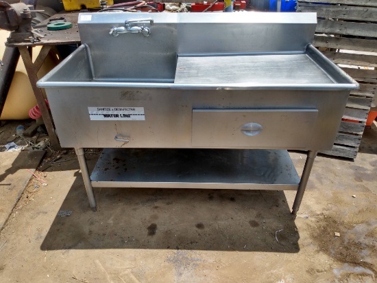 Stainless Steel Sink w/ Right Hand Drainboard, Drawer & Under Shelf