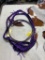 Qty (2) Unused Purple Nylon Reins w. Leather Under Over Whip