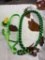 Qty (2 pieces) Unused Green Nylon Headstall w. Braided Reins