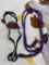 Qty (2 pieces) Unused Black Nylon Headstall w. Purple Nylon Reins