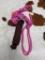 Qty (2) Unused Horse Pink Rope Halter and Brown Lead Set