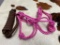 Qty (2) Unused Horse Pink Rope Halter w. Lead (Brown)