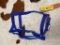 Qty (1) Unused Nylon w. Leather Strap Break-Away Horse Halter (Blue)