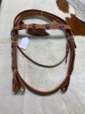 Unused Light Brown Leather Draft Headstall with Steer Conchos