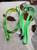Qty (2 pieces) Unused Lime Green Nylon Headstall w. Cotton Reins