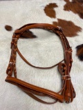 Qty (1) Unused Leather English Pony Head Stall and Reins (Med. Brown)