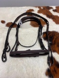 Qty (1) Unused Leather English Pony Head Stall and Reins (Dark Brown)