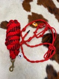 Qty (2) Unused Horse Rope Halter w. Lead (Red)