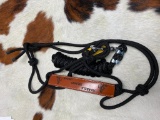 Qty (2) Unused Horse Halter w. Leather Strap and Lead (Black)
